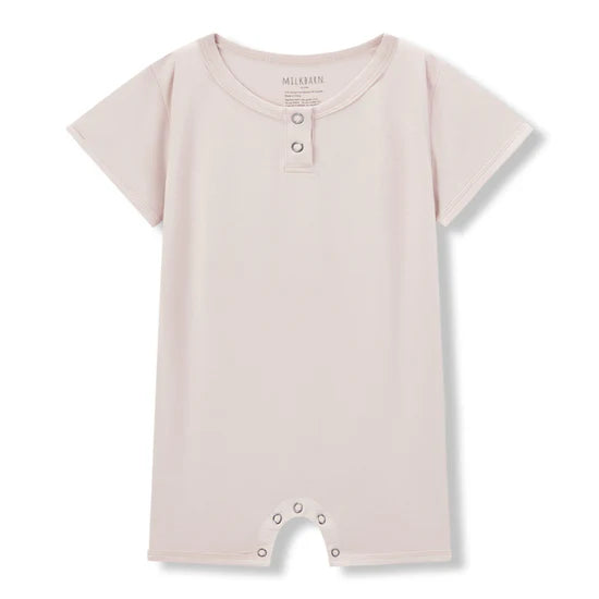 MilkBarn SS Luxe Solid Shortall -Sepia Rose 3-6