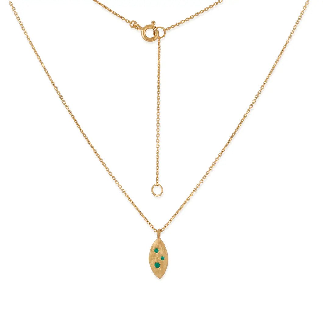 NY Green Onyx Leaf Charm Necklace