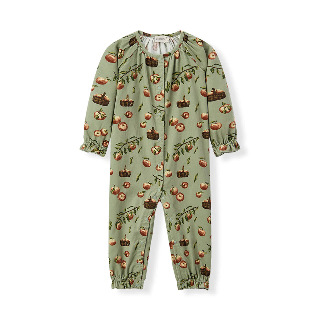 MilkBarn Corduroy Ruffle Snap Romper -Apple Orchard 6-12m