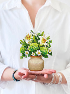 Flower Bouquet Card -Ivory & Sage