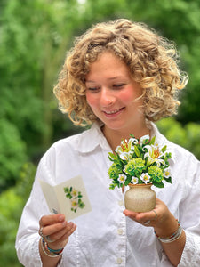 Flower Bouquet Card -Ivory & Sage