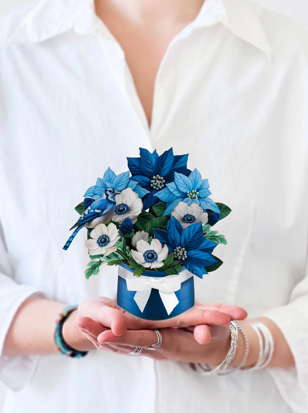 Flower Bouquet Card -Blue Poinsettia