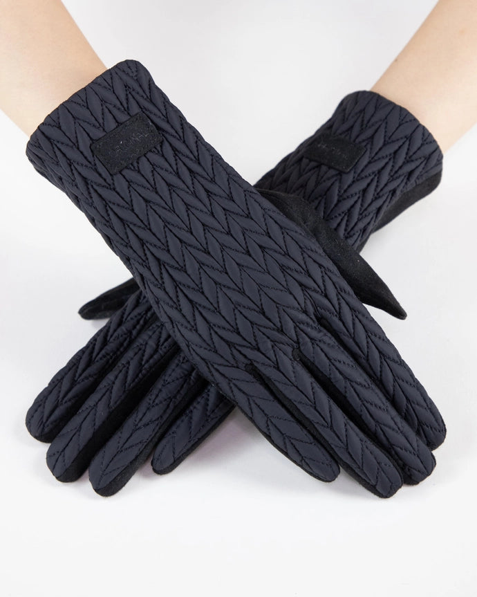 Stocking Stitch Touchscreen Gloves -Black