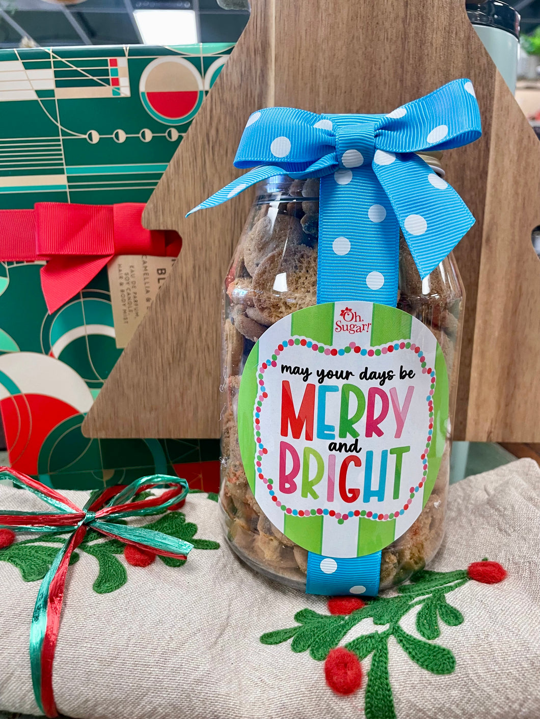 Pink & Green Merry & Bright Nams -10 oz Qt Jar