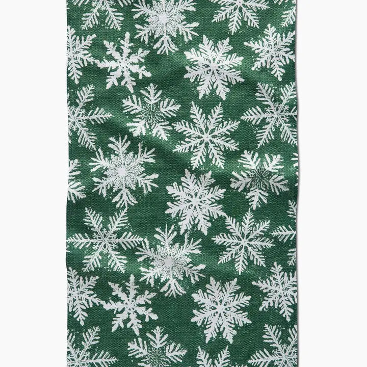 Geometry Snowy Days Green Tea Towel