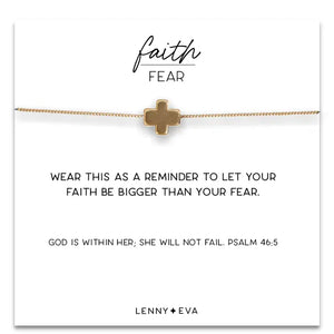 L&E Faith over Fear Gold Cross Necklace