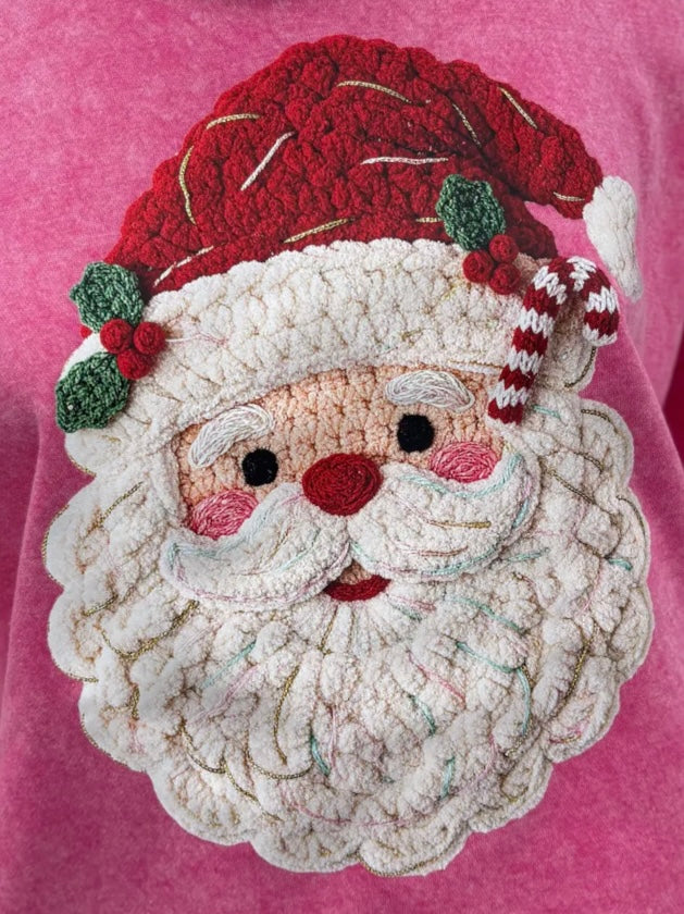 Pink Yarn Santa Sweatshirt