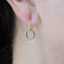 Load image into Gallery viewer, NY Tiny Two-Tone Dk Rhodium Hoop Earrings
