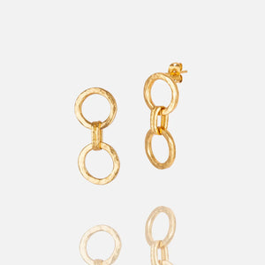 NY Gold Hammered Double Ring Earrings
