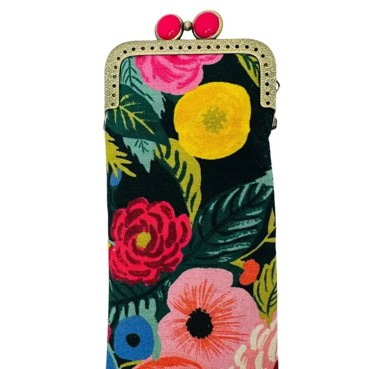 K&S Eyeglass Case -Joliet Rose Navy & Pink