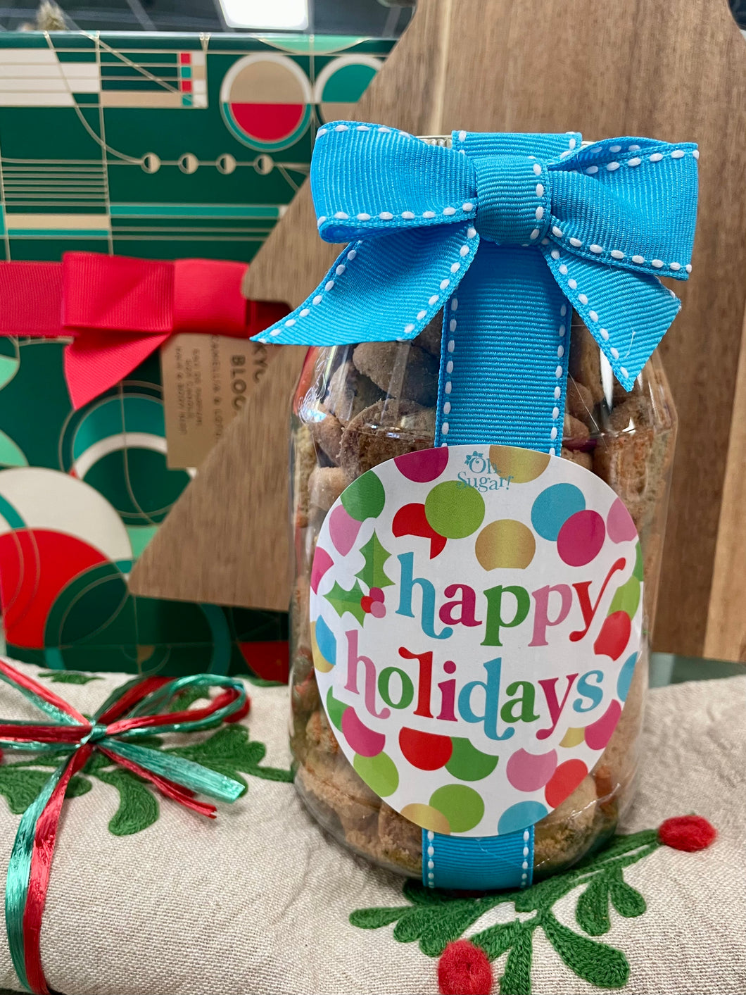 Happy Holidays Holly Dot Nams -10 oz Qt Jar