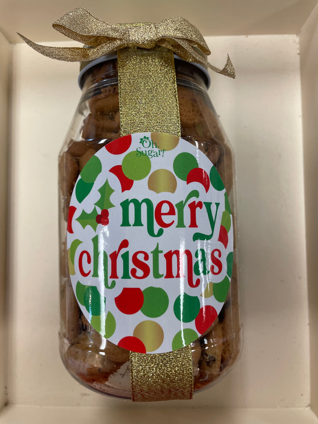 Merry Christmas Holly Dots Nams -10 oz Qt Jar