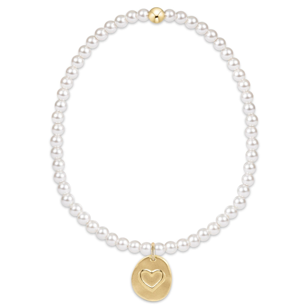 enewton Extends Classic Pearl Bead Bracelet -3mm -Inspire Love Gold Charm
