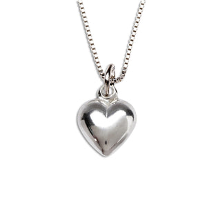 Sterling Silver Puff Heart Necklace
