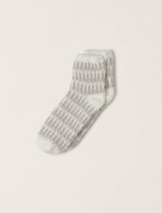 CozyChic Stripe Geo Tennis Sock -Pearl