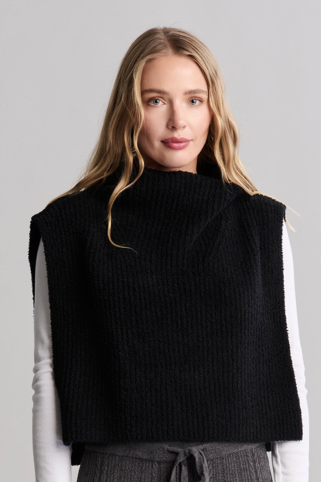 CozyChic Ribbed Balaclava -Black