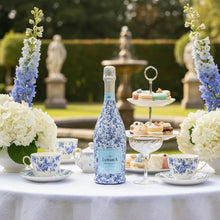 Load image into Gallery viewer, Grandmillenial Blue Floral Prosecco Bottle Wrap
