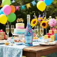 Load image into Gallery viewer, Preppy Happy Birthday Brushed Presents Prosecco Bottle Wrap
