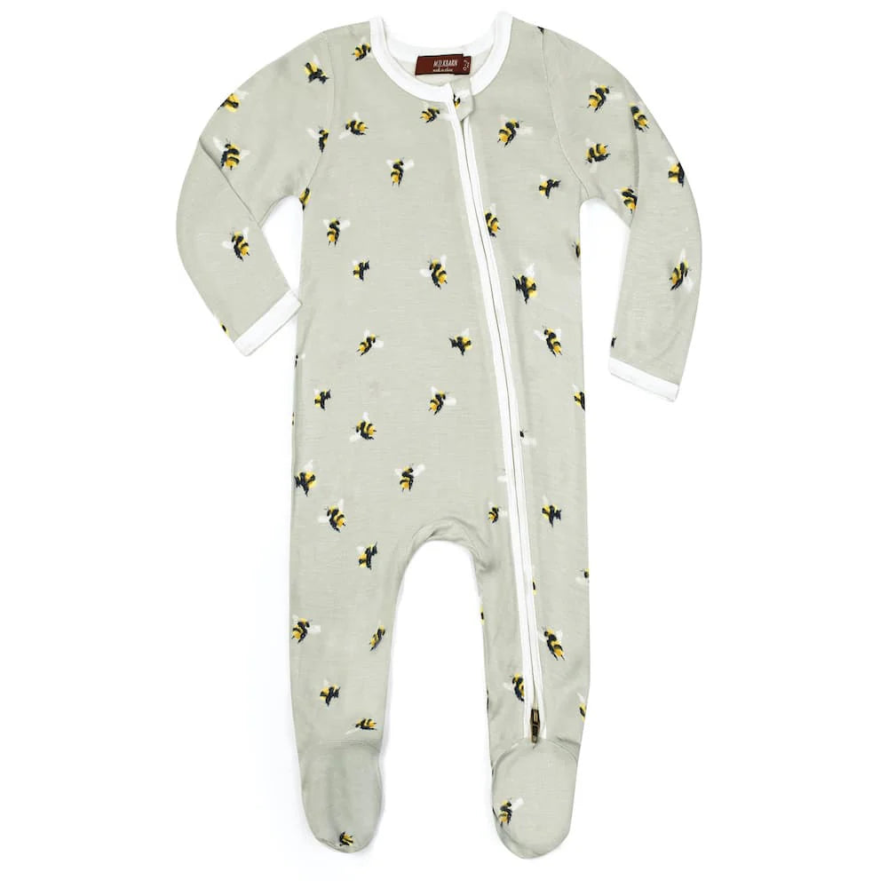 MilkBarn Zipper Footed Romper -Bumblebee