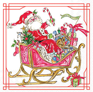 Christmas Cocktail Napkins -Santa Sleigh with Presents