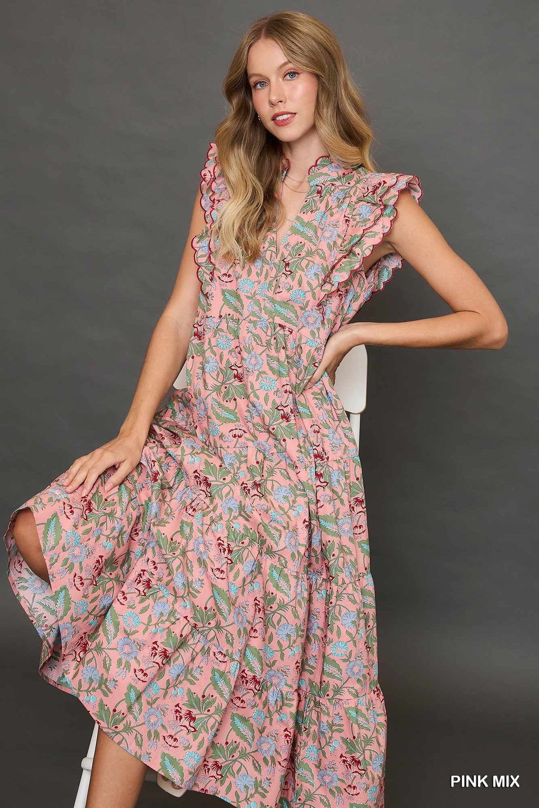 U Pink Floral Garden Print Maxi Dress