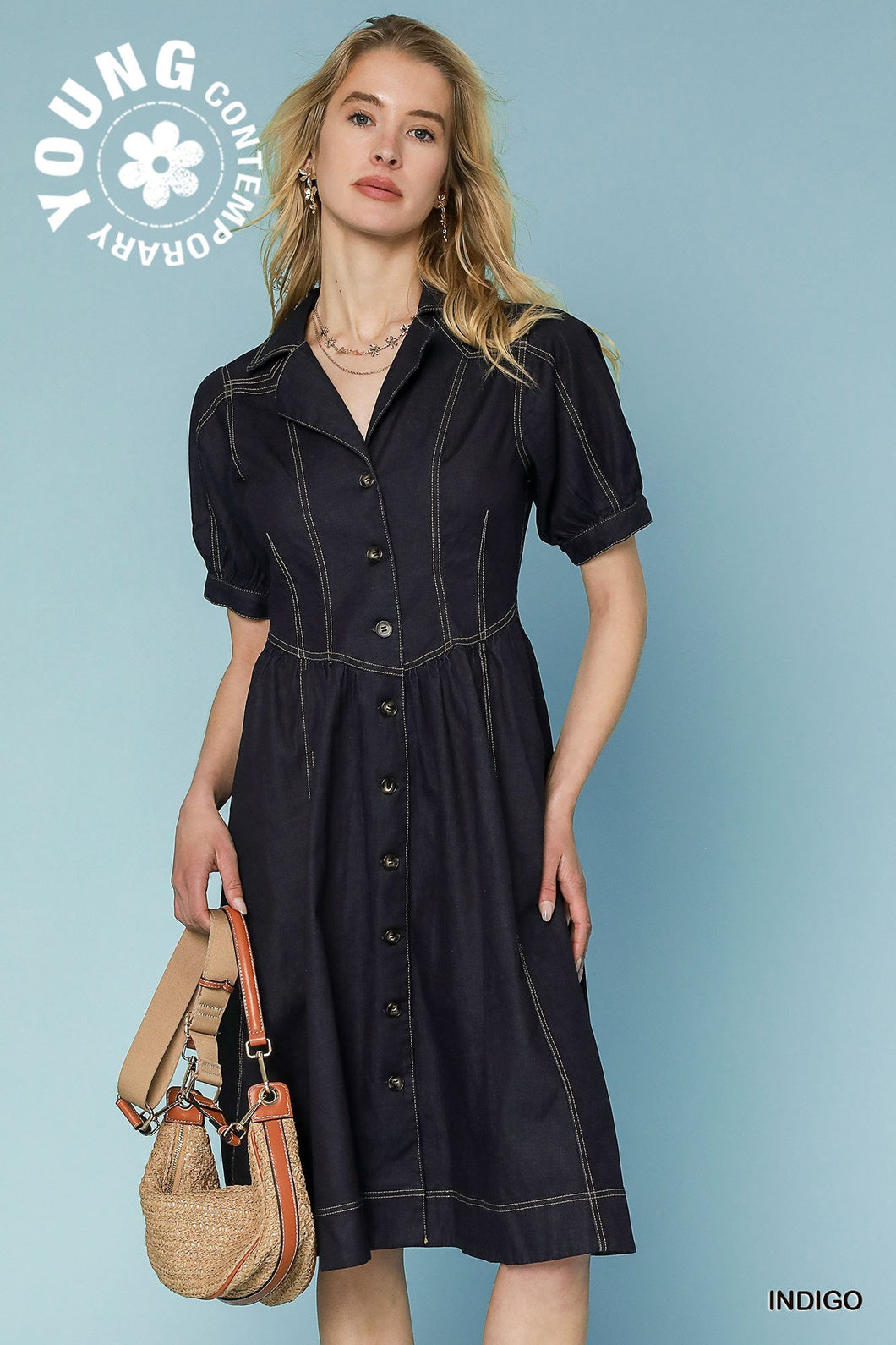 U Dark Denim Short Sleeve Dress