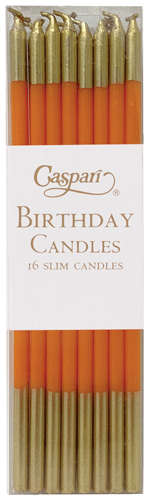 Birthday Candles -Slim Bright Orange/Gold