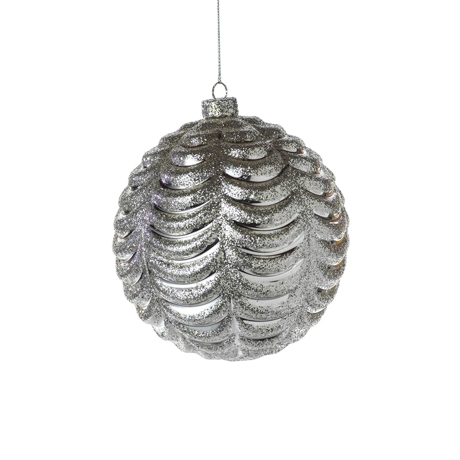 Silver Ripple Ball Ornament