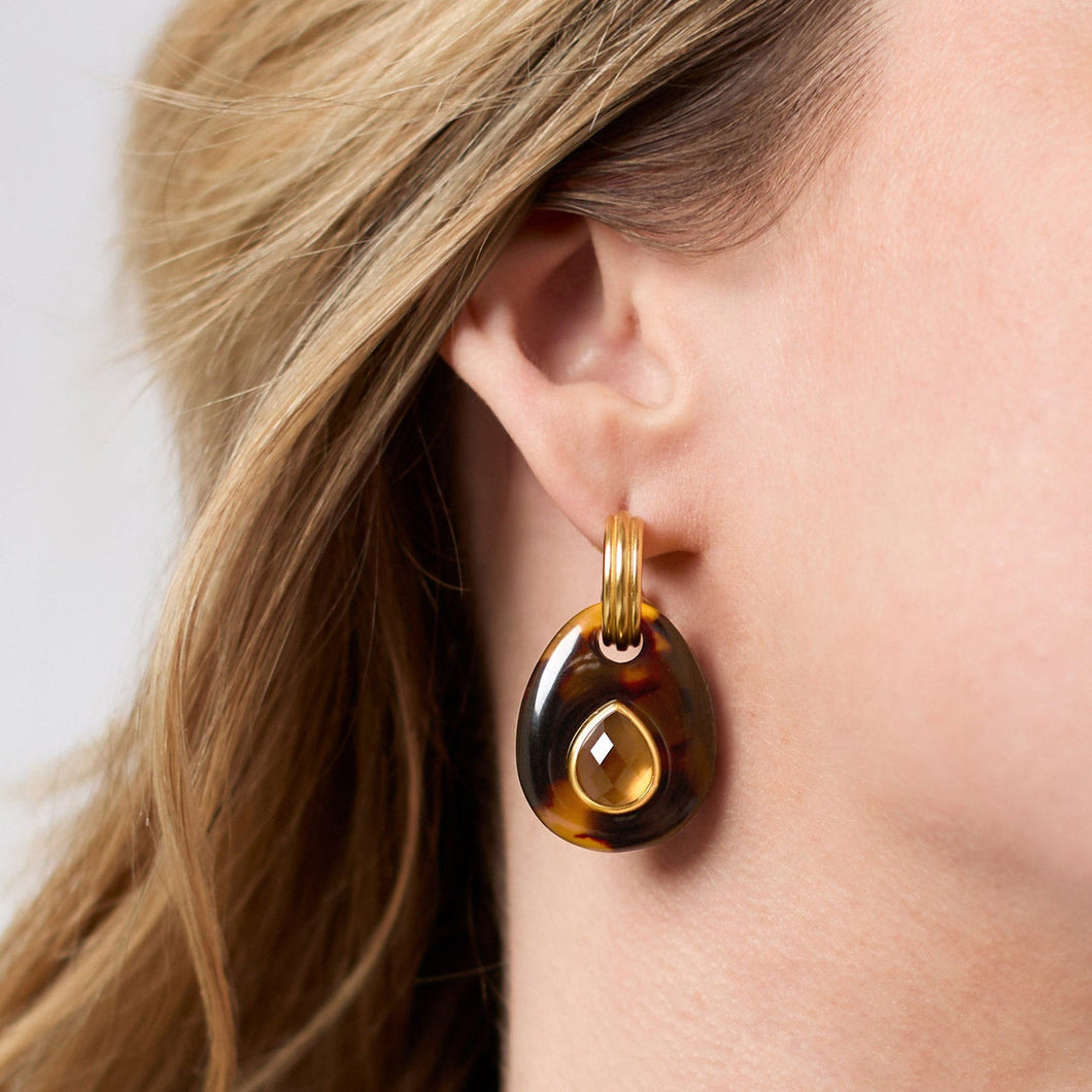 Julie Vos Carnaby Hoop & Charm Earrings -Tortoiseshell