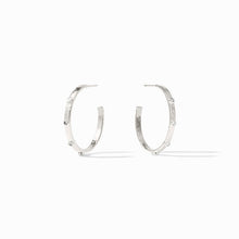 Load image into Gallery viewer, Julie Vos Silver Crescent Stone Hoop -Cubic Zirconia
