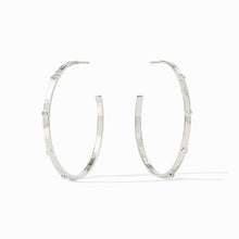 Load image into Gallery viewer, Julie Vos Silver Crescent Stone Hoop -Cubic Zirconia
