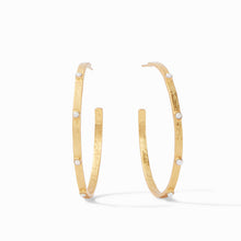Load image into Gallery viewer, Julie Vos Crescent Stone Hoops -Pearl
