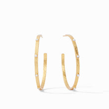 Load image into Gallery viewer, Julie Vos Crescent Stone Hoops -Pearl

