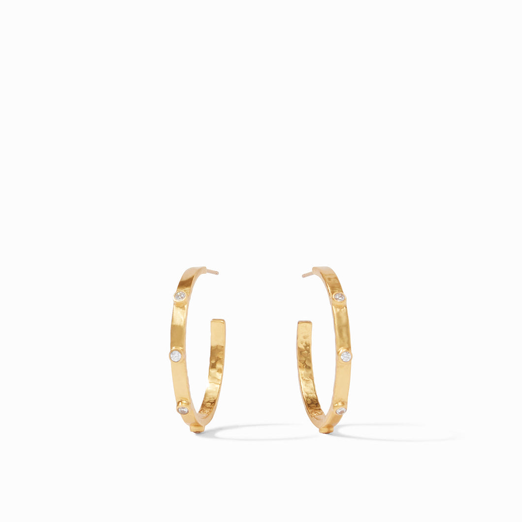 Julie Vos Crescent Stone Hoops -Cubic Zirconia