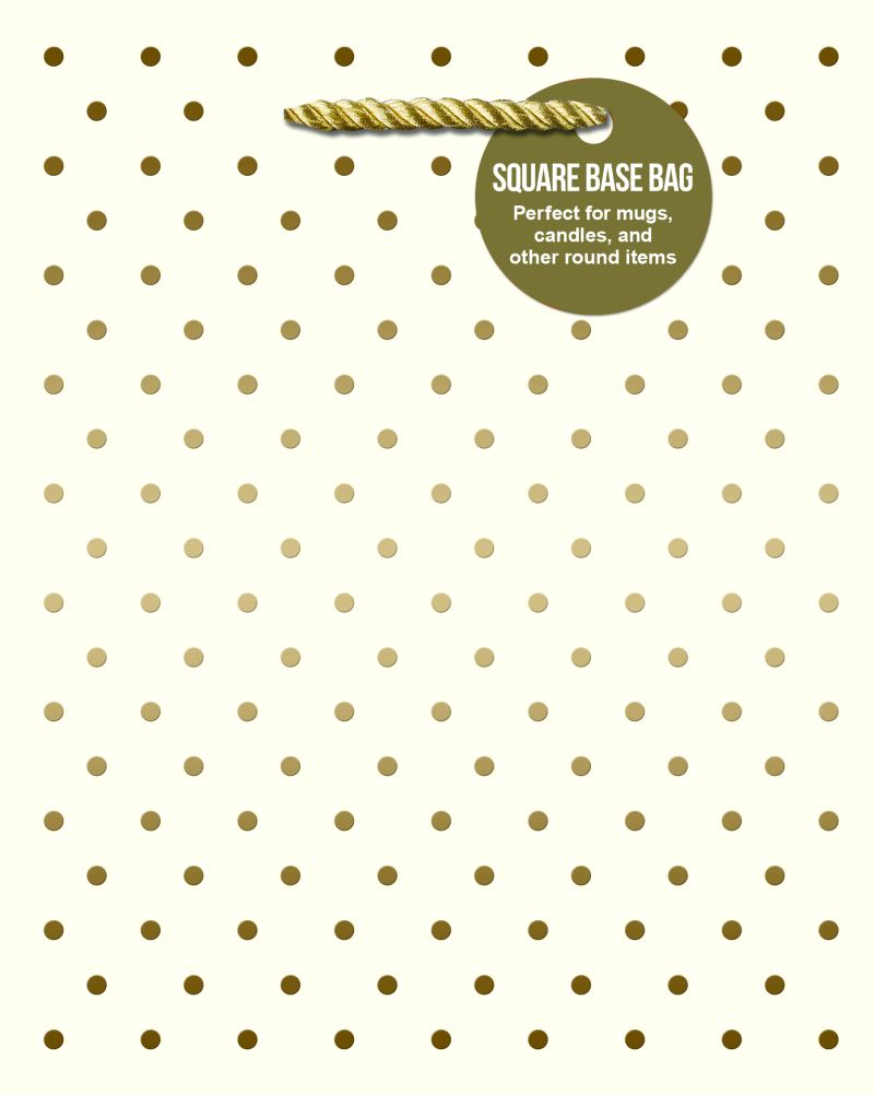 Fun Gift Bag Square -Gold Swiss Dots