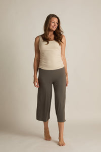 Dreamy Bamboo Wide Leg Capri Pants -Earl Grey