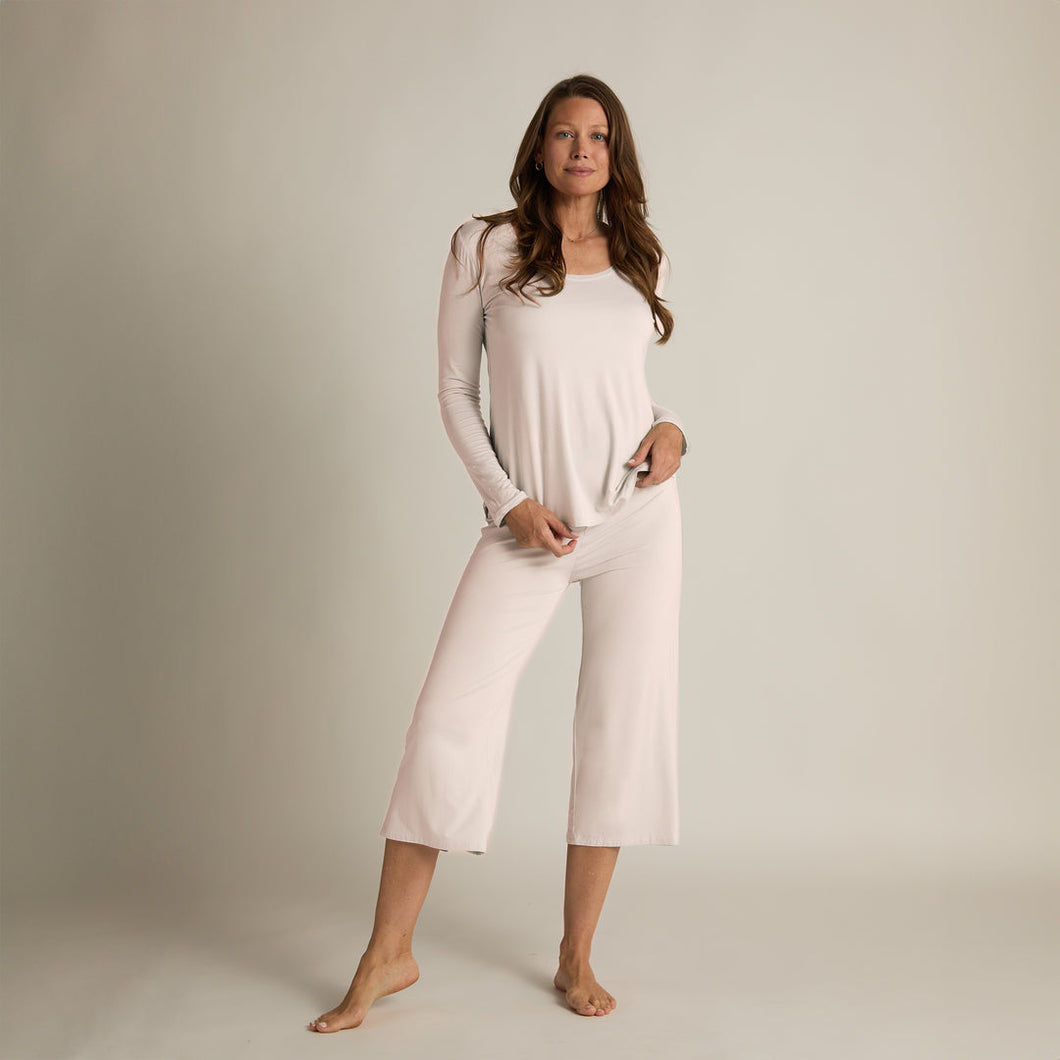 Dreamy Bamboo Wide Leg Capri Pants -Pink