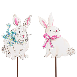 Gingham Bunnies Plant Stake / Easel