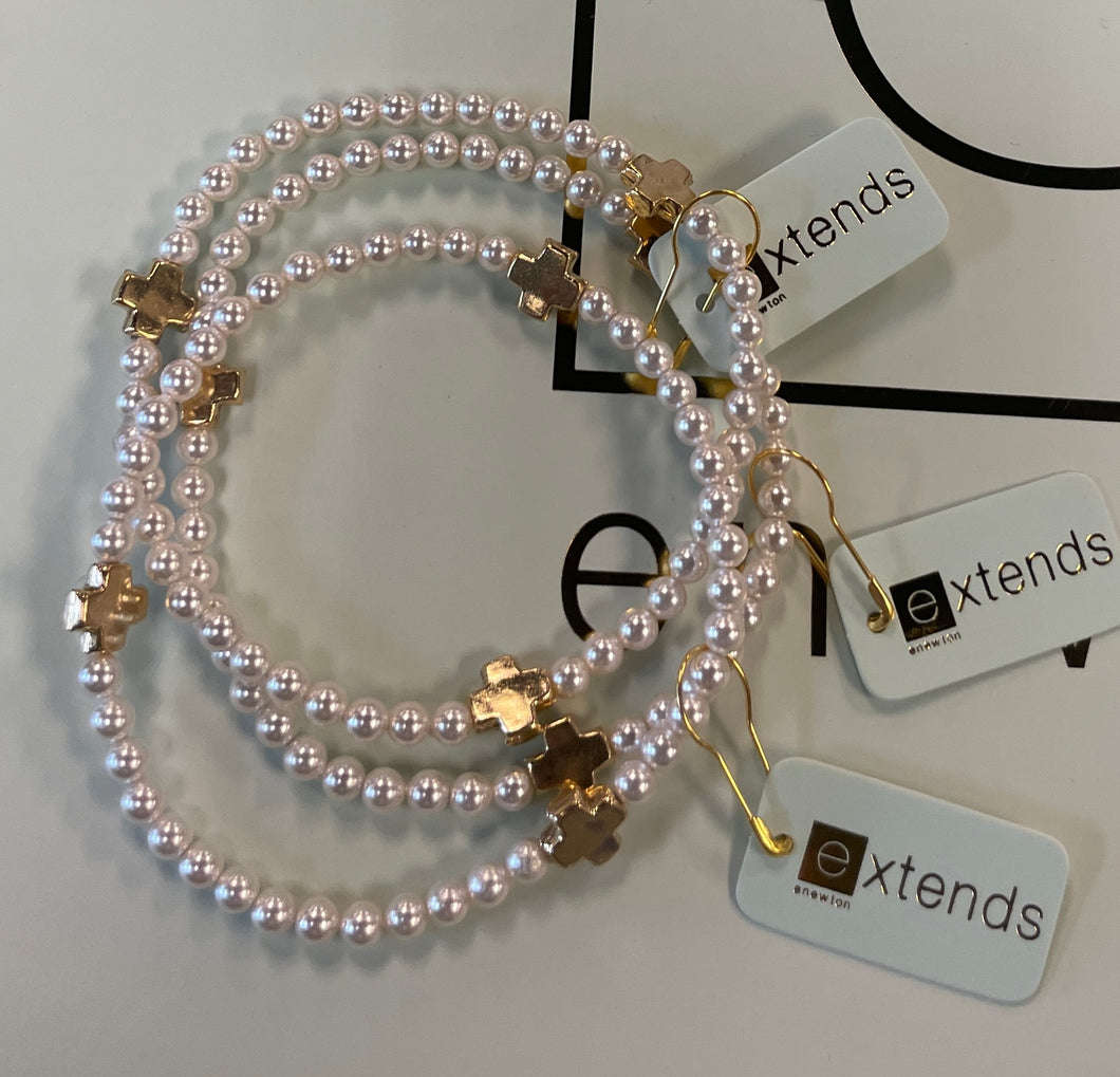 enewton Extends Pearl Signature Cross Pearl -4mm -Gold