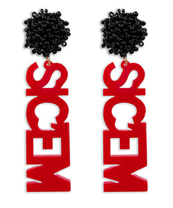 Beaded Pom SIC'EM Earrings