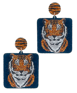 Tiger Glitter Square Earrings