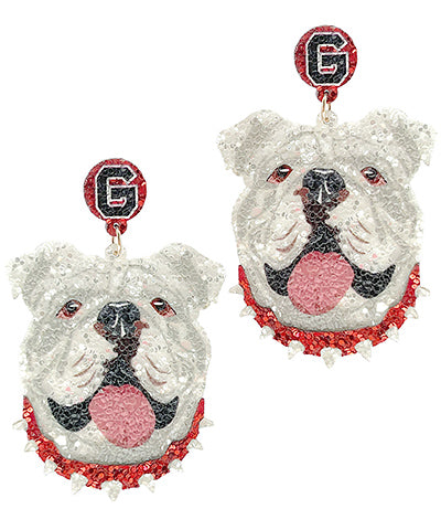 Glitter Bulldog Face Earrings