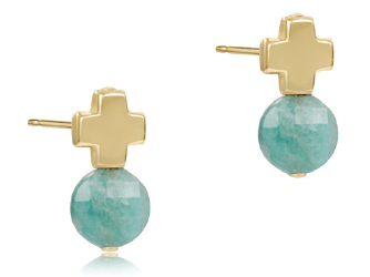 enewton Signature Cross Stud -Amazonite