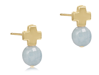 enewton Signature Cross Stud -Aquamarine