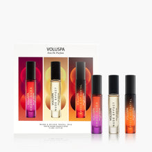 Load image into Gallery viewer, Voluspa Eau de Parfum Warm &amp; Spiced Travel Trio Gift Set
