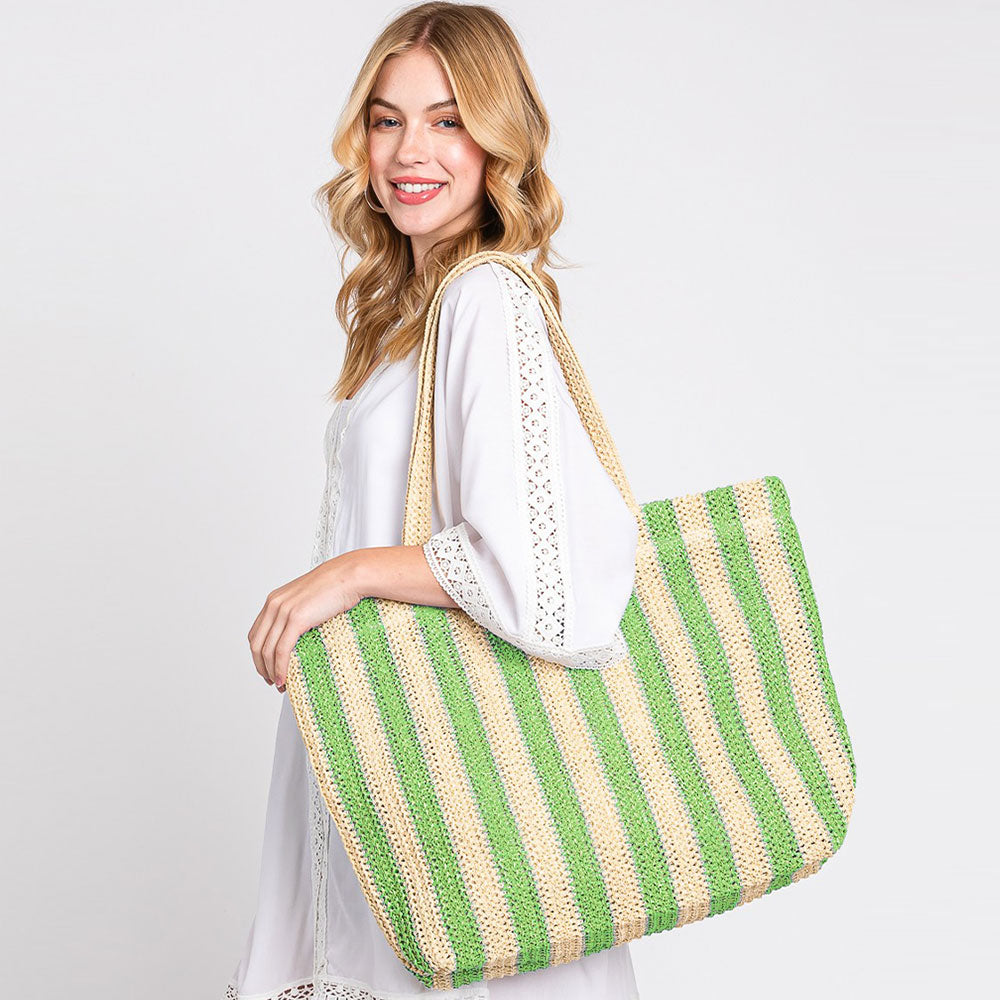 Striped Crochet Tote