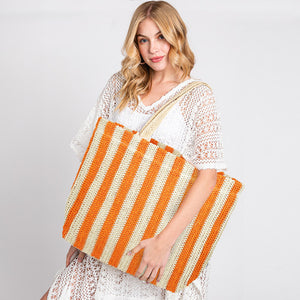 Striped Crochet Tote