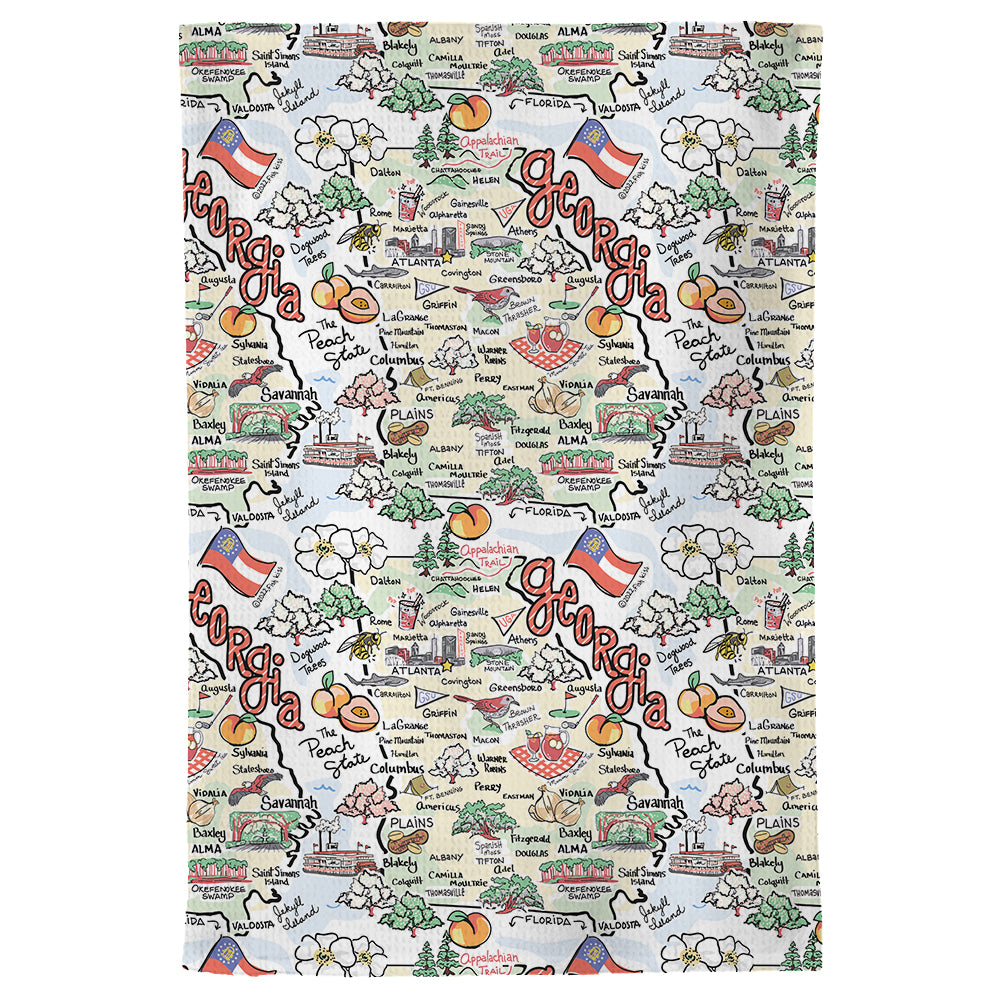 Georgia Landmarks Tea Towel