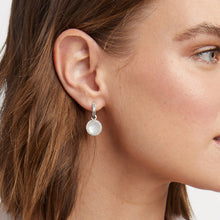 Load image into Gallery viewer, Julie Vos Silver Fleur-de-Lis Hoop &amp; Charm Earring -Iridescent Clear Crystal
