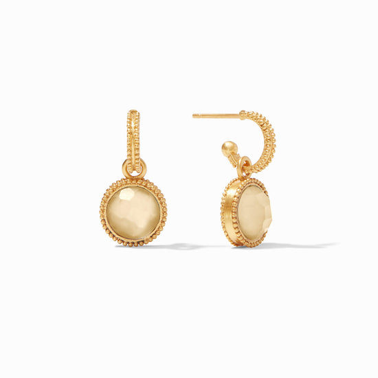 Julie Vos Fleur-de-Lis Hoop & Charm Earrings -Iridescent Champagne